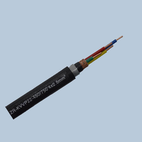 ZR-KVVRP-22 Multi Conductor 4mm2 Flame Retardant PVC insulated PVC sheathed STA steel tape armored Flexible control cable